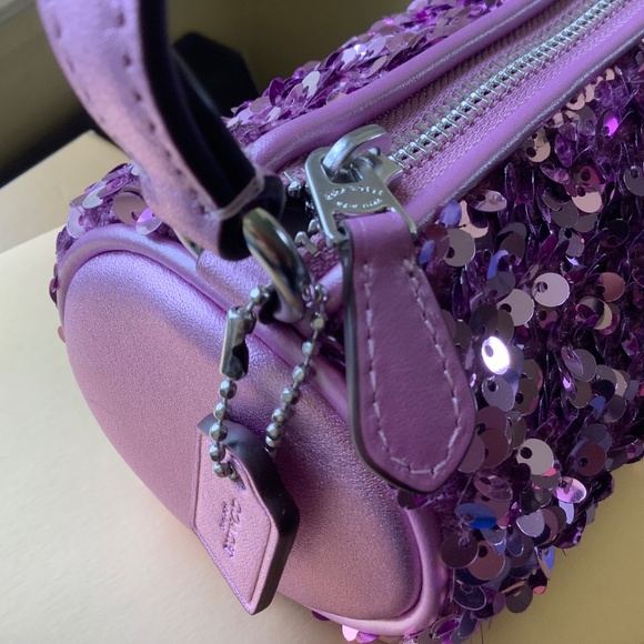 Coach Nolita Sequence Leather Barrel Small Bag Silver/ Lilac - Picture 11 of 16